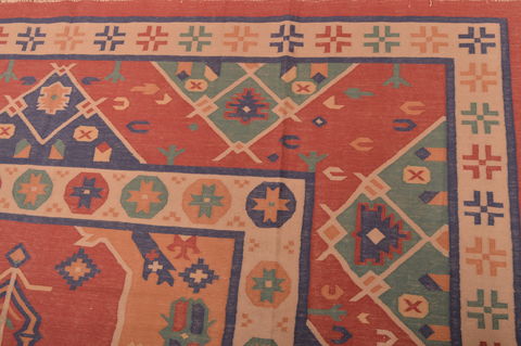 Kilim Red Hand Woven 79 X 99 Area Rug 100-109132 Image 4