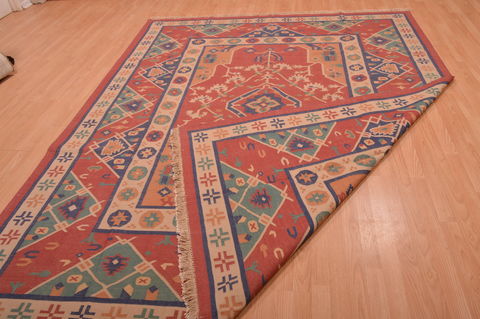 Kilim Red Hand Woven 79 X 99 Area Rug 100-109132 Image 6