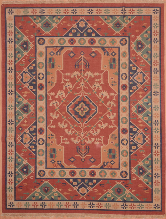 Kilim Red Hand Woven 79 X 99 Area Rug 100-109132 Image 0