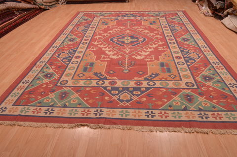 Kilim Red Flat Woven 89 X 120 Area Rug 100-109133 Image 1