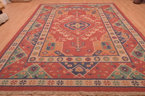 Kilim Red Flat Woven 89 X 120 Area Rug 100-109133 Image 4
