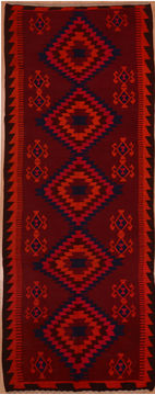 Kilim Red Runner Hand Knotted 3'6" X 9'10"  Area Rug 100-109134