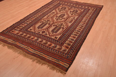Kilim Brown Hand Knotted 55 X 84 Area Rug 100-109136 Image 2