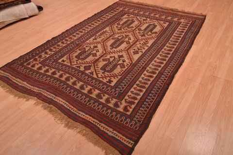 Kilim Brown Hand Knotted 55 X 84 Area Rug 100-109136 Image 4