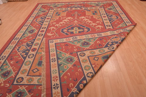 Kilim Red Hand Woven 89 X 117 Area Rug 100-109137 Image 14