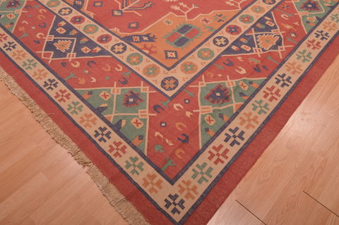 Kilim Red Hand Woven 89 X 117 Area Rug 100-109137 Image 6