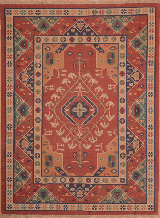 Kilim Red Hand Woven 89 X 117 Area Rug 100-109137 Image 0