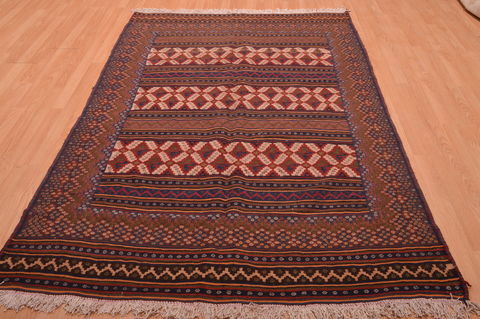 Kilim Brown Hand Knotted 410 X 79 Area Rug 100-109140 Image 1