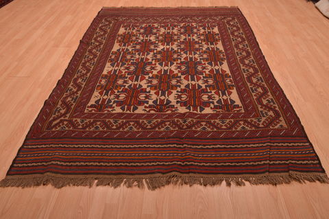 Kilim Red Hand Knotted 59 X 86 Area Rug 100-109146 Image 1