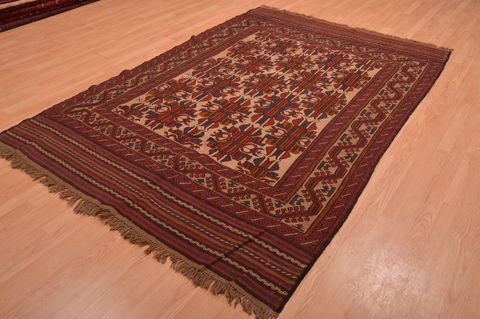 Kilim Red Hand Knotted 59 X 86 Area Rug 100-109146 Image 2