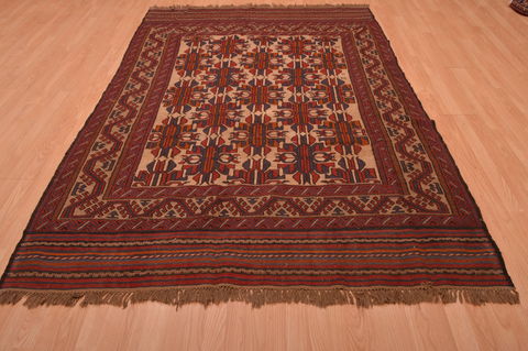 Kilim Red Hand Knotted 59 X 86 Area Rug 100-109146 Image 4