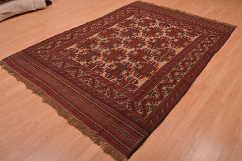 Kilim Red Hand Knotted 59 X 86 Area Rug 100-109146 Image 5