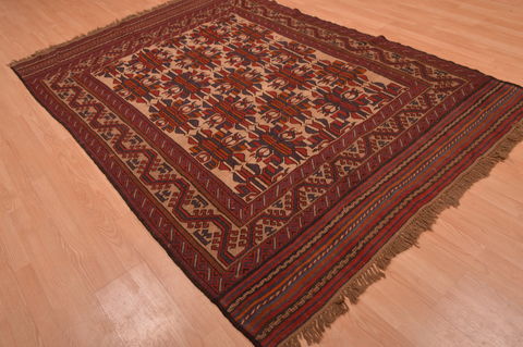 Kilim Red Hand Knotted 59 X 86 Area Rug 100-109146 Image 6