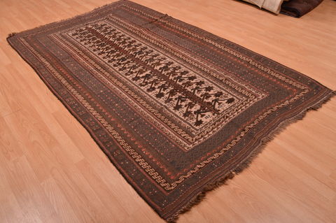 Kilim Brown Hand Knotted 53 X 85 Area Rug 100-109148 Image 1