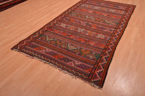 Kilim Brown Runner Hand Knotted 44 X 91 Area Rug 100-109152 Image 2
