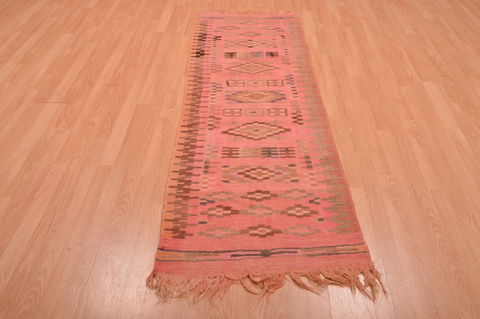 Kilim Red Runner Hand Knotted 25 X 76 Area Rug 100-109157 Image 1