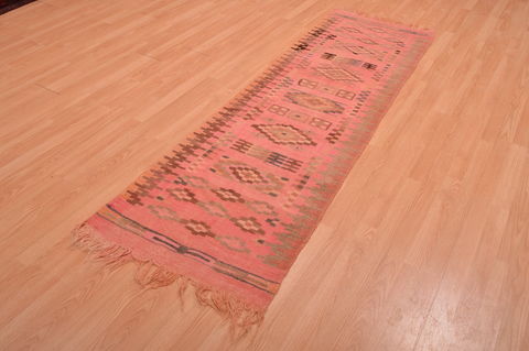 Kilim Red Runner Hand Knotted 25 X 76 Area Rug 100-109157 Image 2