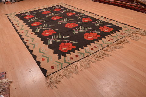 Kilim Black Flat Woven 80 X 124 Area Rug 100-109160 Image 5