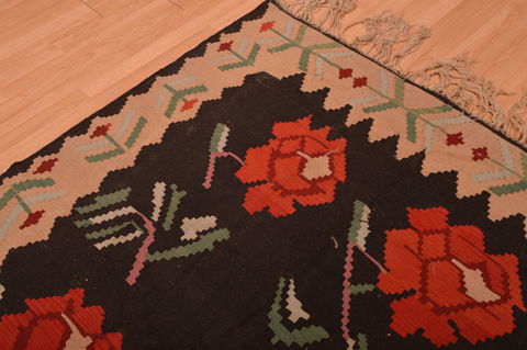 Kilim Black Flat Woven 80 X 124 Area Rug 100-109160 Image 6