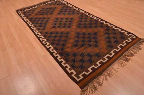 Kilim Brown Flat Woven 41 X 84 Area Rug 100-109180 Image 3
