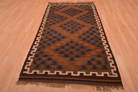 Kilim Brown Flat Woven 41 X 84 Area Rug 100-109180 Image 4