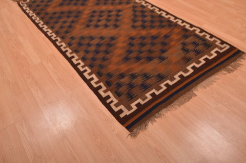 Kilim Brown Flat Woven 41 X 84 Area Rug 100-109180 Image 6