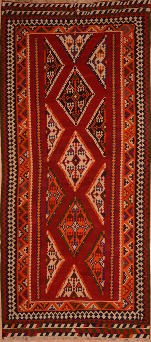 Kilim Red Runner Flat Woven 55 X 1210 Area Rug 100-109181 Image 0