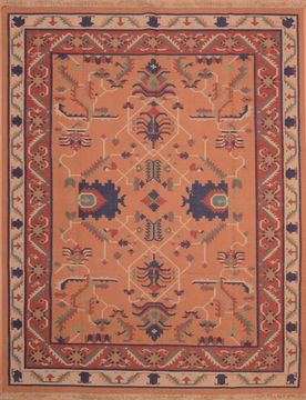 Indian Kilim Red Rectangle 8x10 ft Wool Carpet 109182