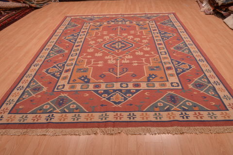 Kilim Red Flat Woven 710 X 90 Area Rug 100-109185 Image 1
