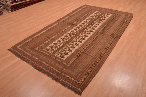 Kilim Beige Hand Knotted 52 X 91 Area Rug 100-109188 Image 2