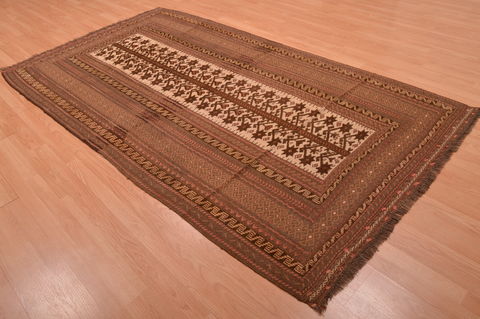 Kilim Beige Hand Knotted 52 X 91 Area Rug 100-109188 Image 3