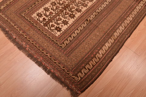 Kilim Beige Hand Knotted 52 X 91 Area Rug 100-109188 Image 9
