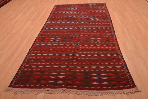 Kilim Red Hand Knotted 48 X 92 Area Rug 100-109190 Image 1
