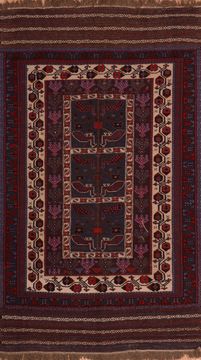 Afghan Kilim Blue Rectangle 5x8 ft Wool Carpet 109193