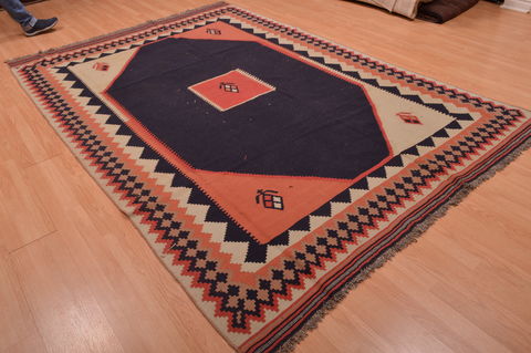 Kilim Blue Flat Woven 67 X 99 Area Rug 100-109196 Image 3