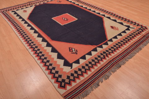 Kilim Blue Flat Woven 67 X 99 Area Rug 100-109196 Image 6