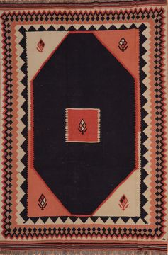 Afghan Kilim Blue Rectangle 7x10 ft Wool Carpet 109196