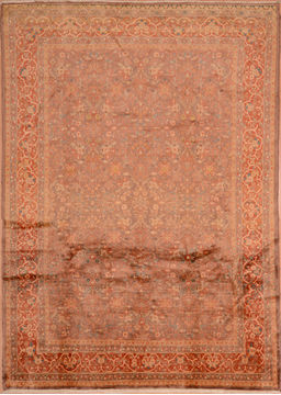 Kashan Orange Hand Knotted 6'8" X 9'4"  Area Rug 100-109207