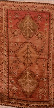 Gabbeh Orange Hand Knotted 3'5" X 6'1"  Area Rug 100-109218