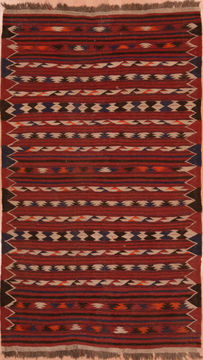 Afghan Kilim Red Rectangle 4x6 ft Wool Carpet 109223
