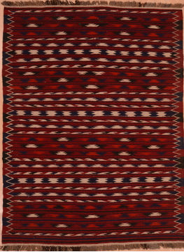 Afghan Kilim Red Rectangle 4x6 ft Wool Carpet 109226