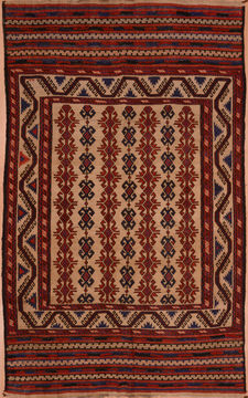 Afghan Kilim Red Rectangle 6x9 ft Wool Carpet 109228
