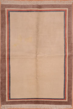Indian Gabbeh Beige Rectangle 5x8 ft Wool Carpet 109242