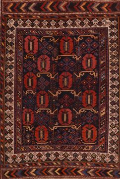 Afshar Blue Hand Knotted 4'1" X 5'9"  Area Rug 100-109250