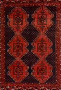 Afghan Khan Mohammadi Blue Rectangle 5x8 ft Wool Carpet 109255