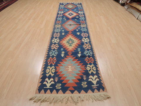 Kilim Blue Runner Flat Woven 210 X 1210 Area Rug 100-109261 Image 1