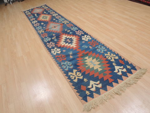 Kilim Blue Runner Flat Woven 210 X 1210 Area Rug 100-109261 Image 5