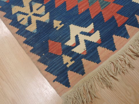 Kilim Blue Runner Flat Woven 210 X 1210 Area Rug 100-109261 Image 6