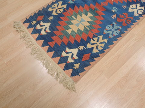 Kilim Blue Runner Flat Woven 210 X 1210 Area Rug 100-109261 Image 9