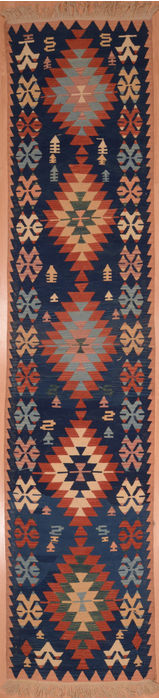 Kilim Blue Runner Flat Woven 210 X 1210 Area Rug 100-109261 Image 0